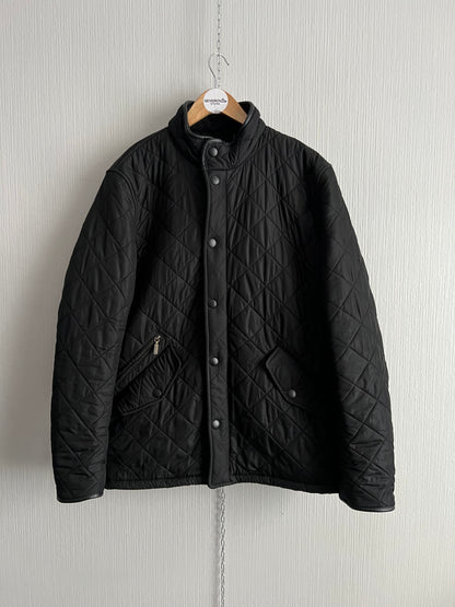Barbour Powell Quilted Black Jacket with Faux Leather Trim