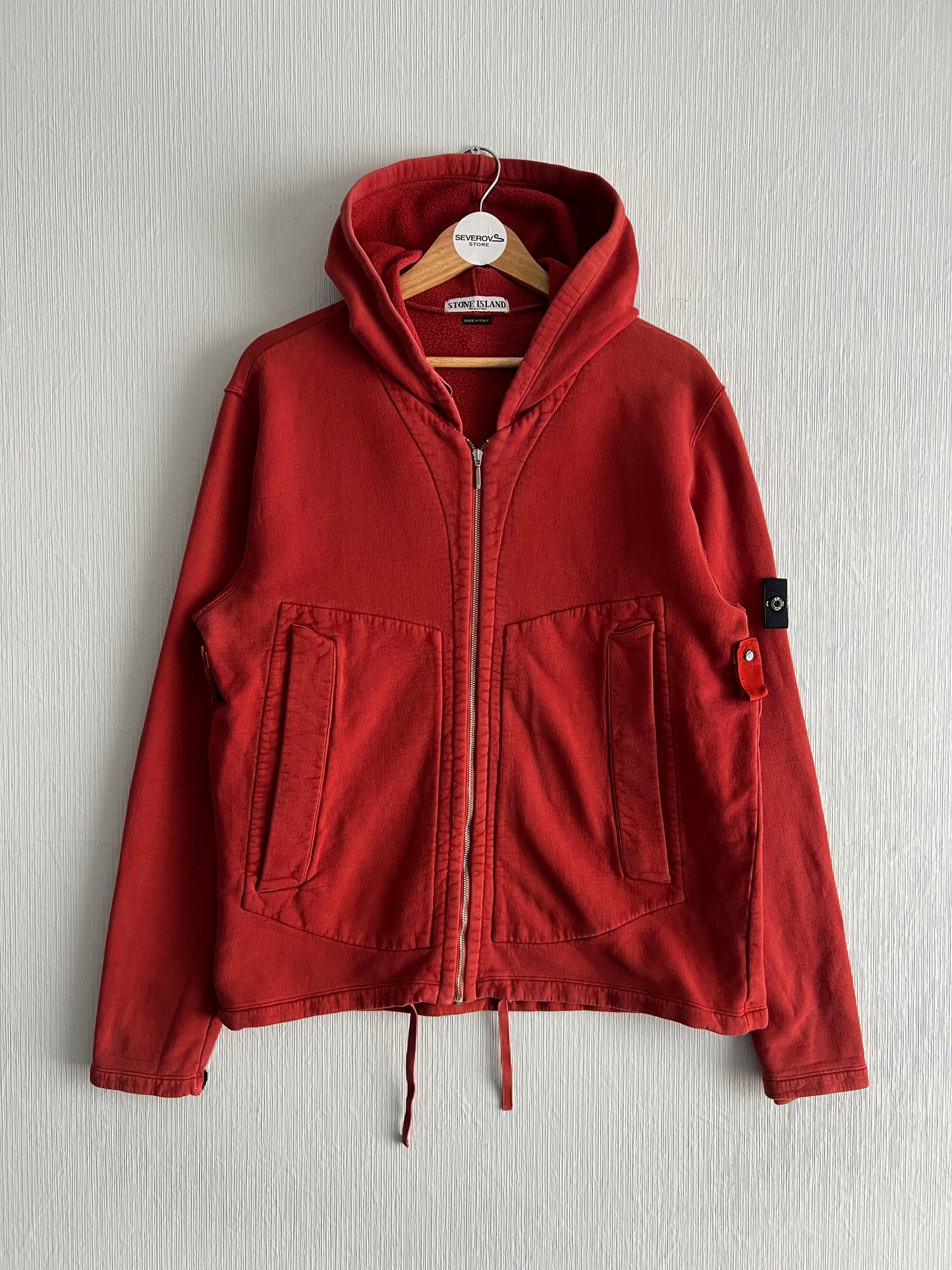 Stone Island AW05 Mens Red Zip Hoodie