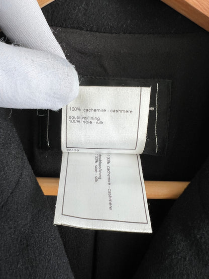 Vintage 2001 Chanel Double Breasted Black Cashmere Silk Lined Coat