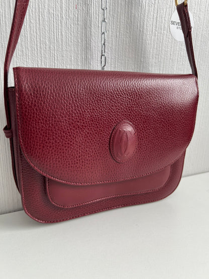 Cartier Vintage Burgundy Leather Shoulder Bag