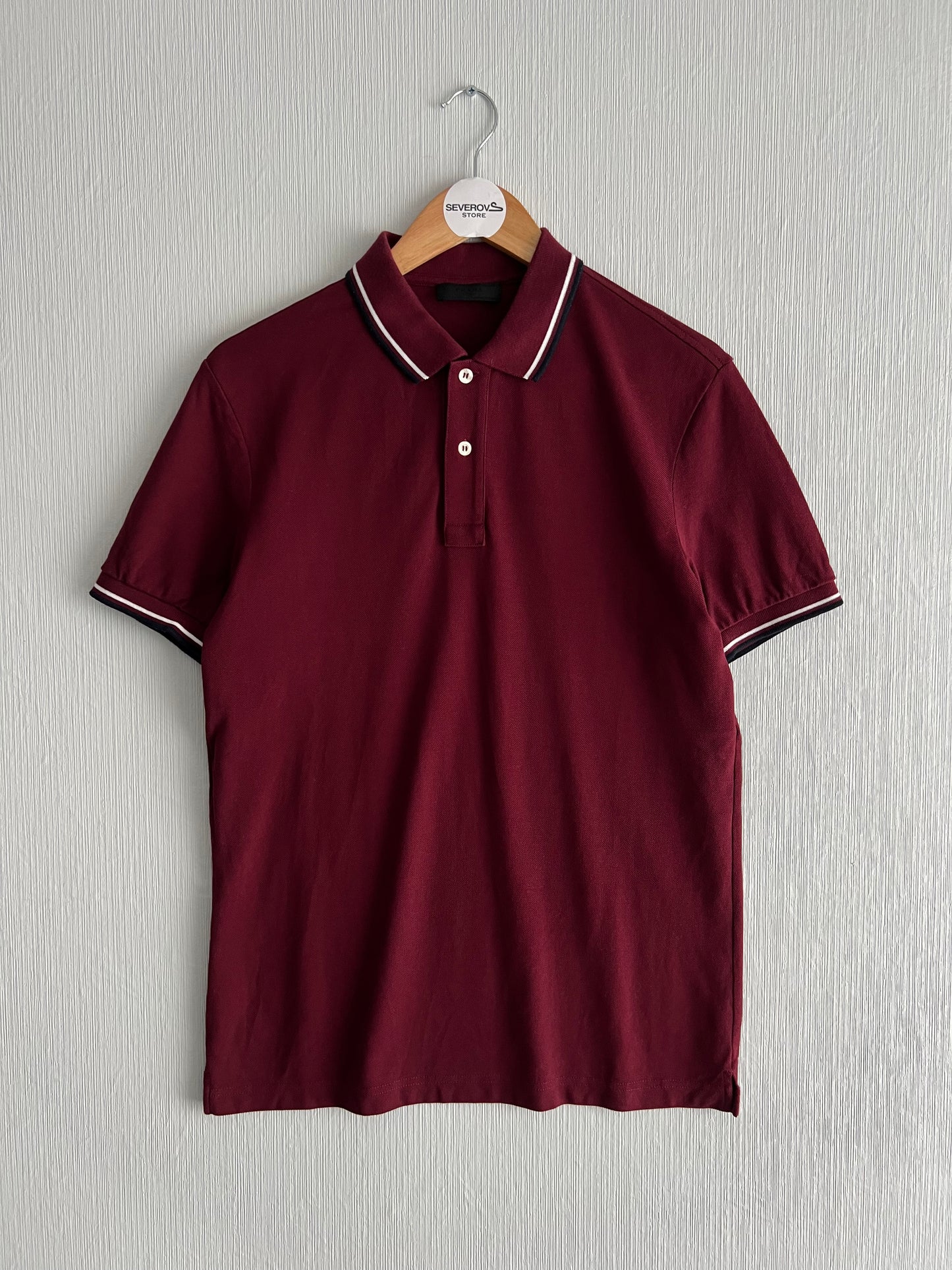 Prada Men’s Cotton Piqué Short Sleeve Slim Fit Polo Shirt