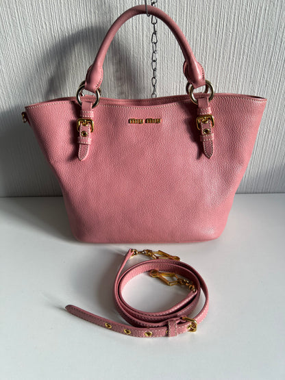 Miu Miu Tote Pink Leather Handbag Bag