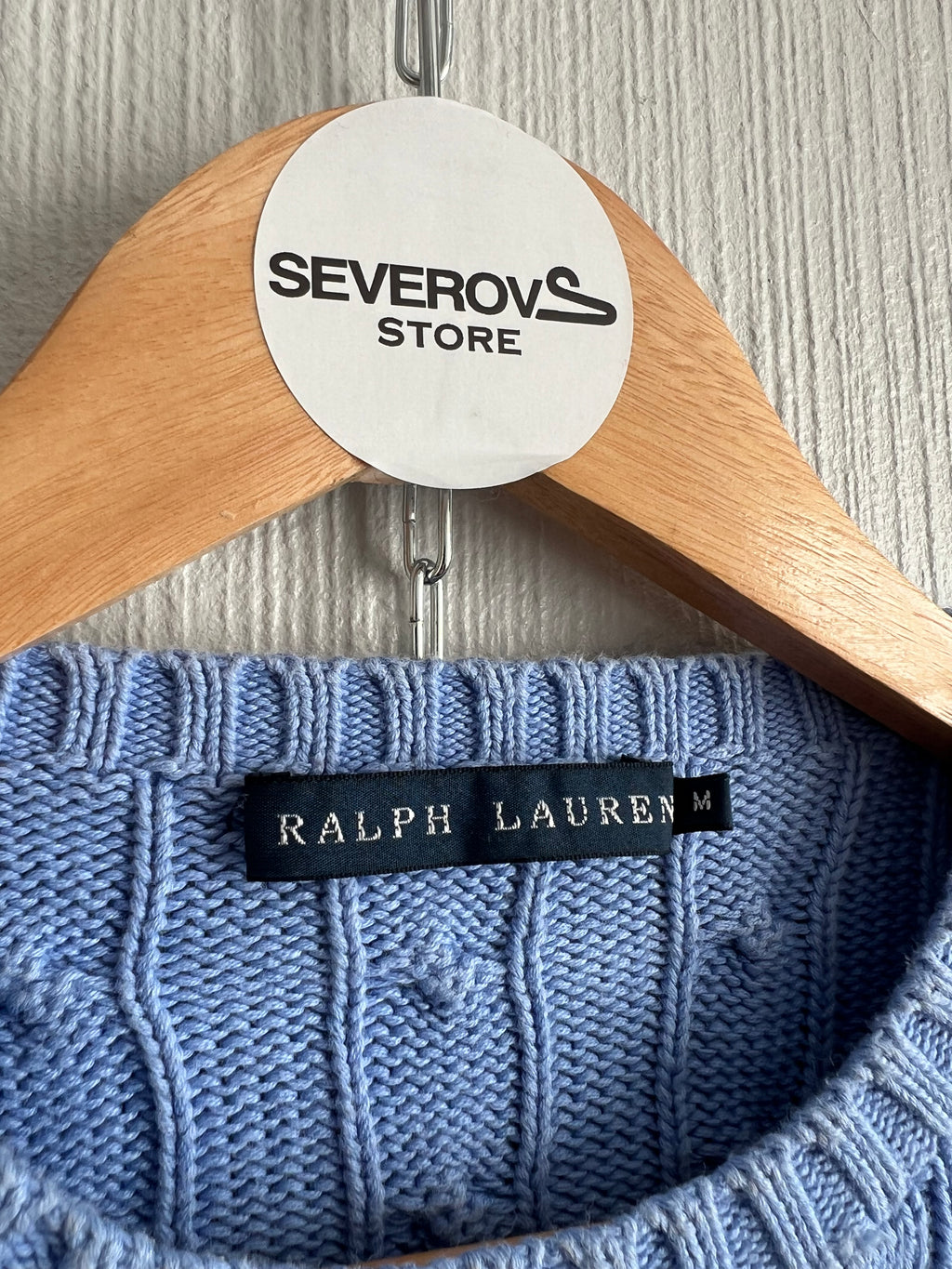 Ralph Lauren Cable Knit Blue Cotton Sweater