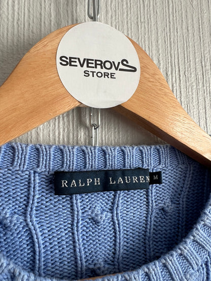 Ralph Lauren Cable Knit Blue Cotton Sweater