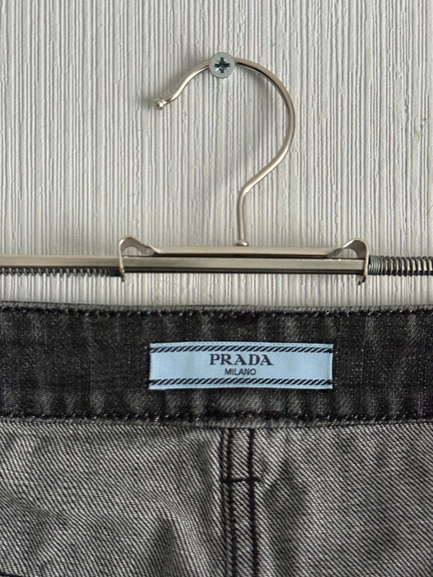 Prada Back Pocket Logo Grey Denim Pants Jeans