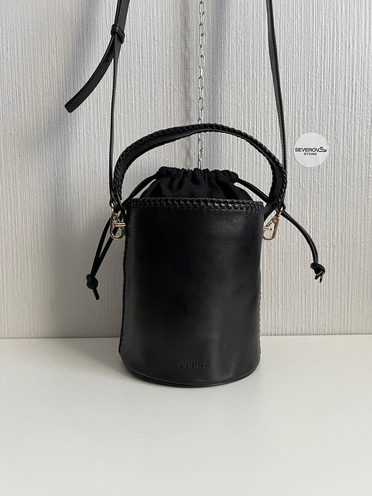 Arket Leather Black Bucket Bag