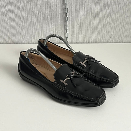 Tod's Patent Double T Black Leather Loafers Womens Shoes