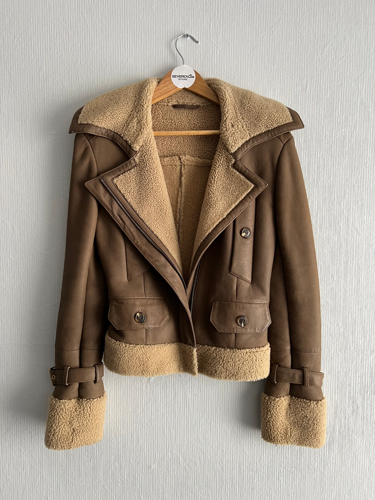 Christian Dior Lambskin Leather Shearling Biker Jacket
