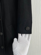 Vintage 2001 Chanel Double Breasted Black Cashmere Silk Lined Coat
