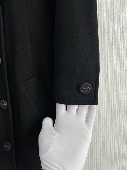 Vintage 2001 Chanel Double Breasted Black Cashmere Silk Lined Coat