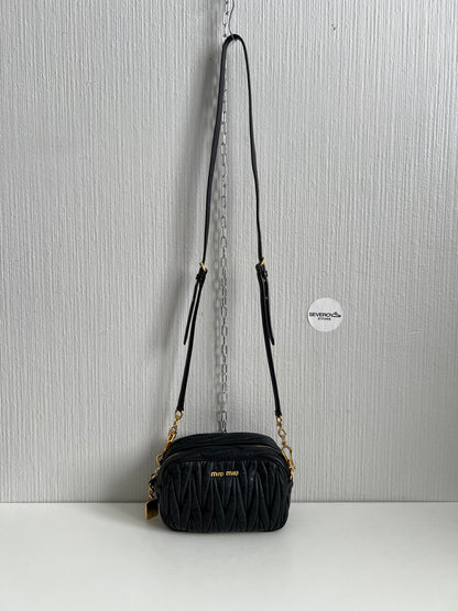 Miu Miu Black Matelasse Leather Crossbody Bag