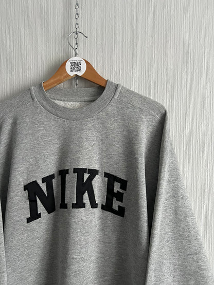 Vintage 90s Nike Big Logo Grey Cotton Jumper