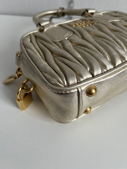 Miu Miu Arcadie Matelassé Nappa Leather Bag in Purite