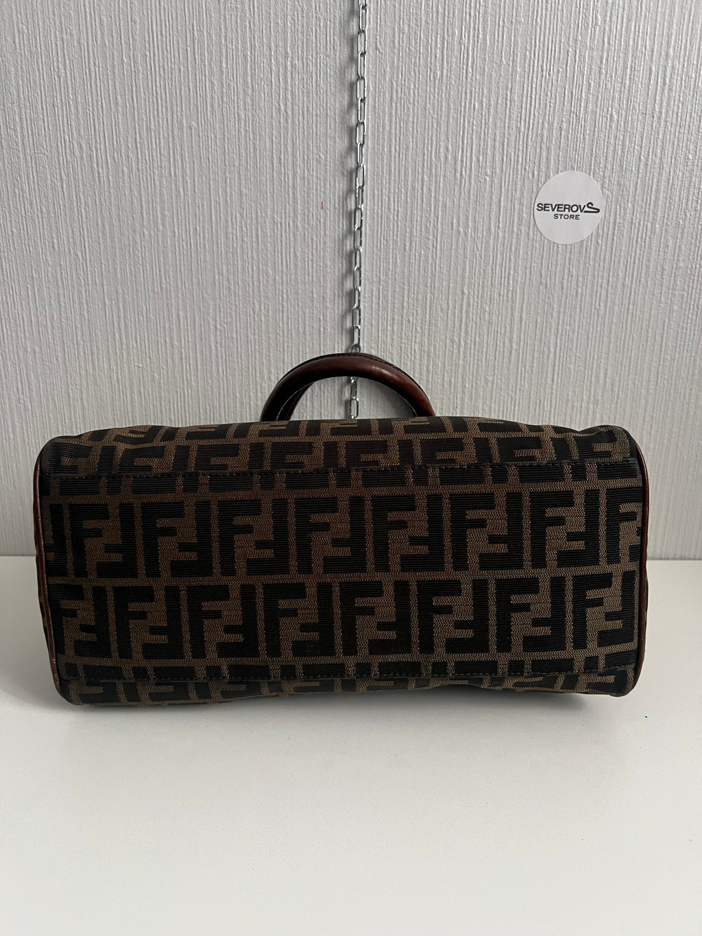 Vintage Fendi Etnico Zucca Canvas Leather Handbag
