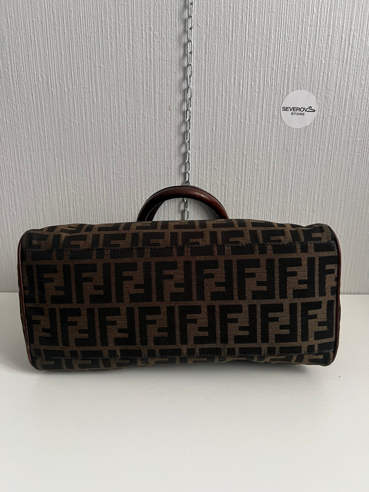 Vintage Fendi Etnico Zucca Canvas Leather Handbag