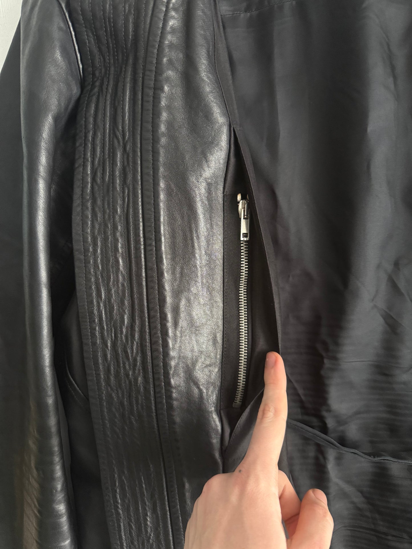 Rick Owens Calf Leather Mollino Leather Jacket
