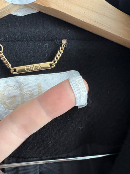 Chloe Black Wool Button Coat