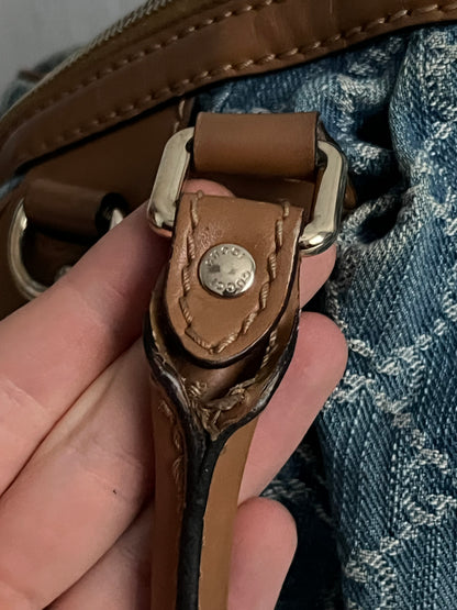 Gucci Blue Denim GG Denim Sukey Medium Handbag Satchel Bag