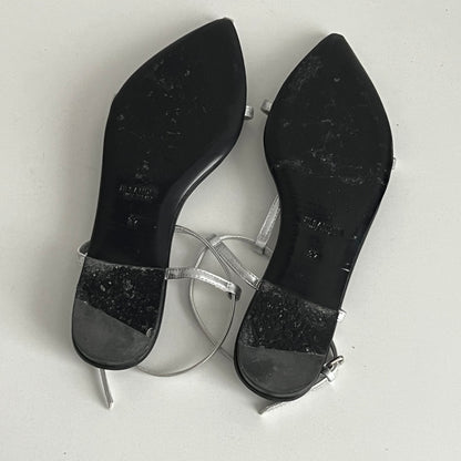 Jil Sander Metallic T-Strap Flat Sandals