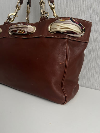 Gucci Positano Tote Handbag in Brown Leather