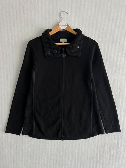 Moncler Logo Black Wool Zip Cardigan