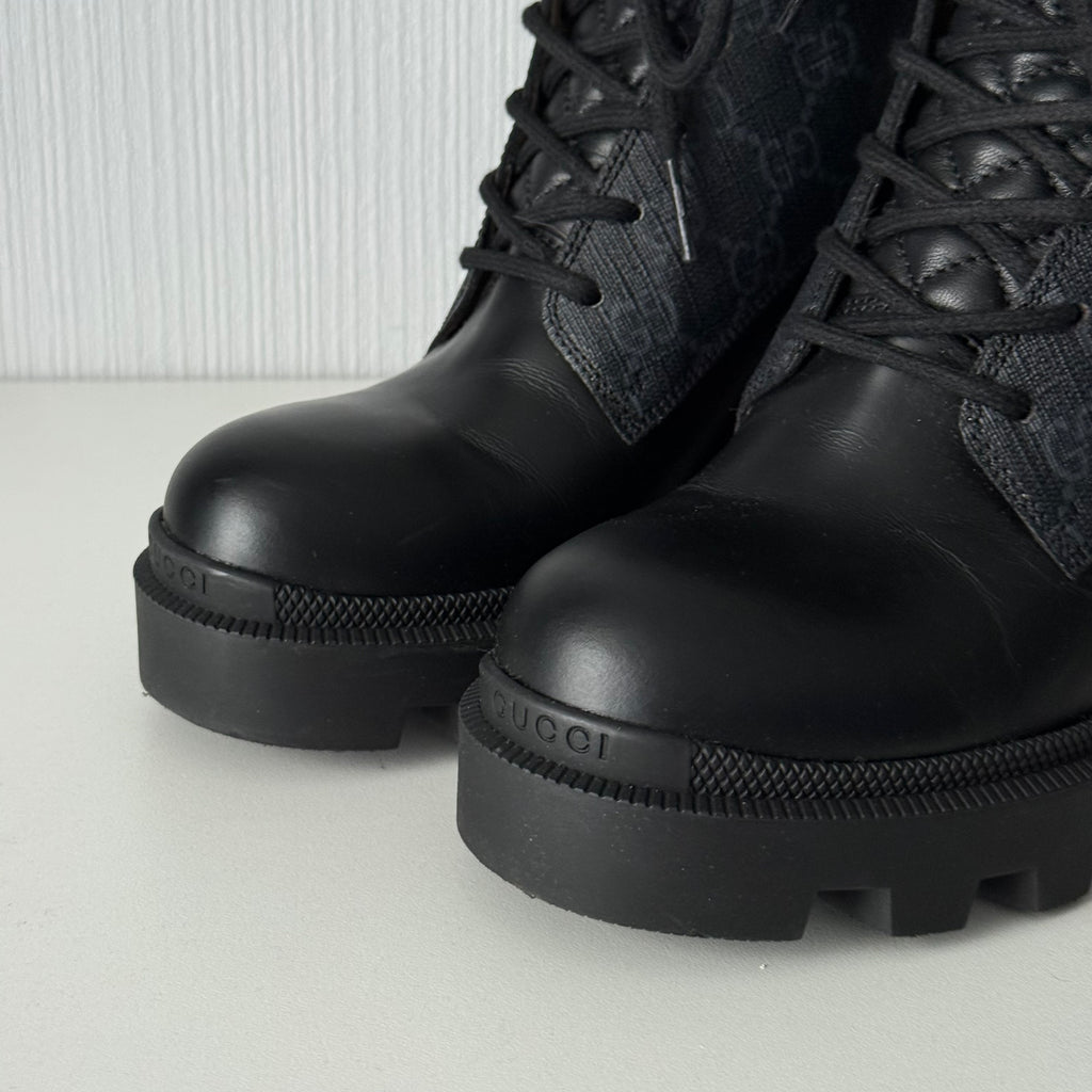 Gucci Apollo GG Supreme Leather Ankle Boots