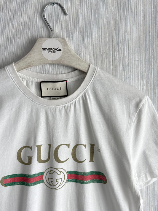 Gucci Logo Distressed White T-shirt