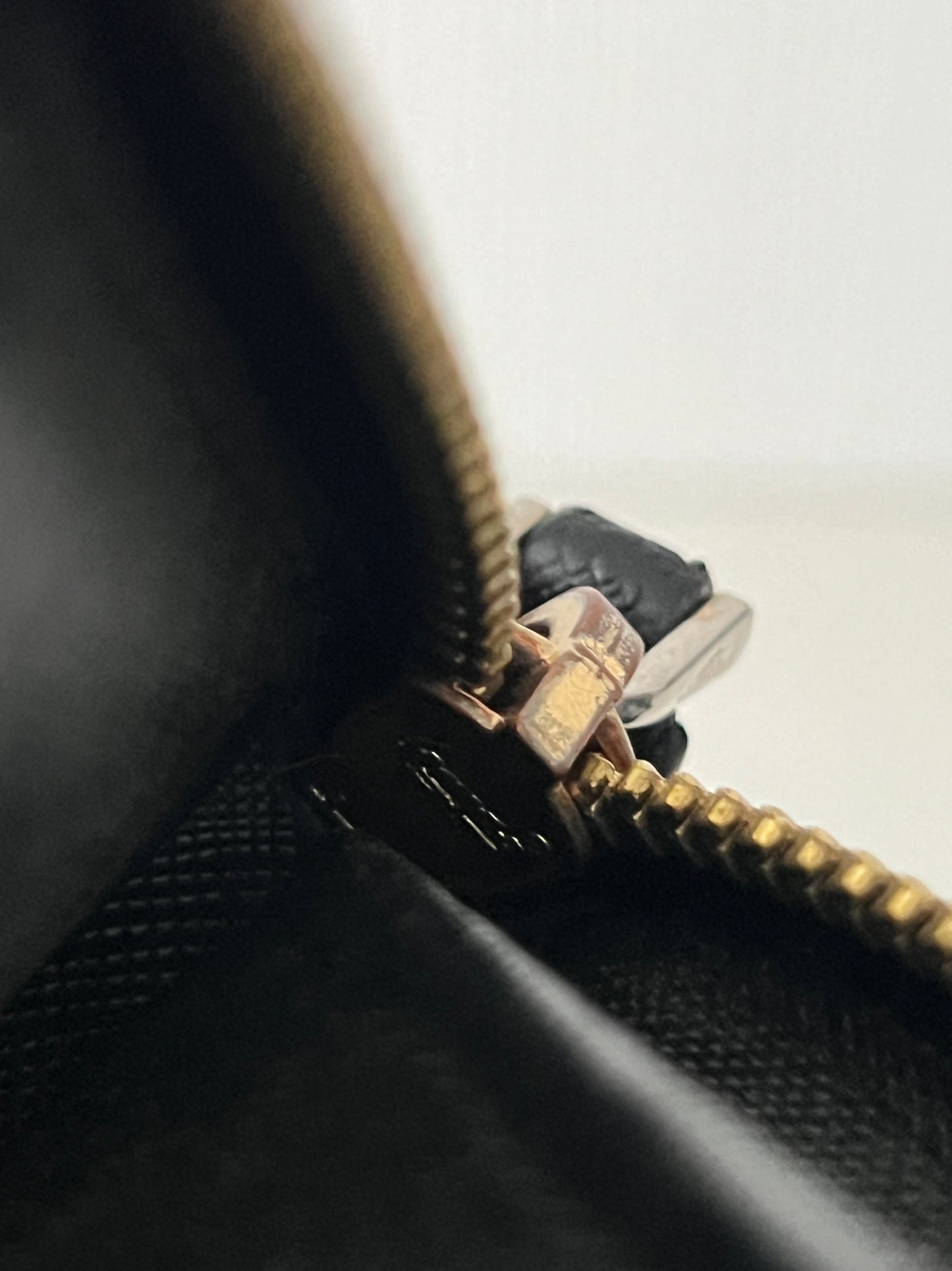 Prada Black Saffiano Leather Zip Around Wallet