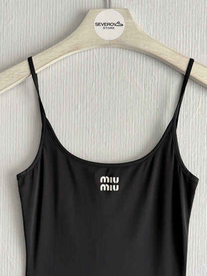 Miu Miu Logo-print Stretch Jersey Midi Dress