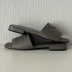 Prada Saffiano Leather Triangle Logo Sandals