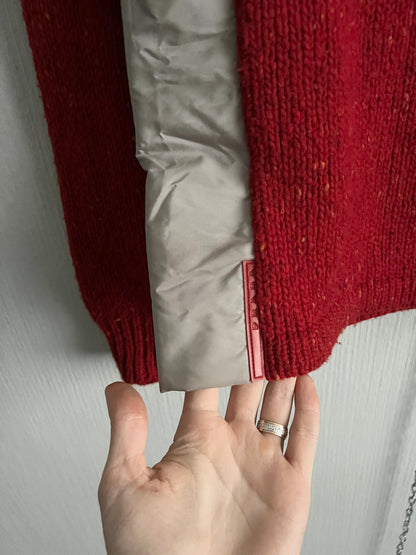 Prada Sport FW99 Nylon Panelled High Neck Heavy Knit Wool Sweater