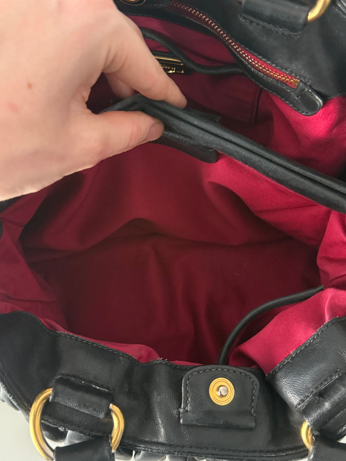 Miu Miu Black Matelassé Leather Tote Bag