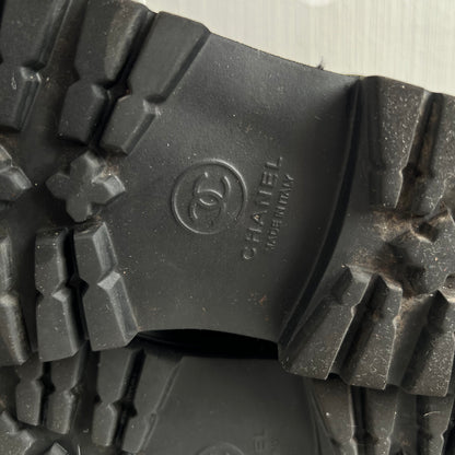 Chanel Quilted Leather & Knit Boots