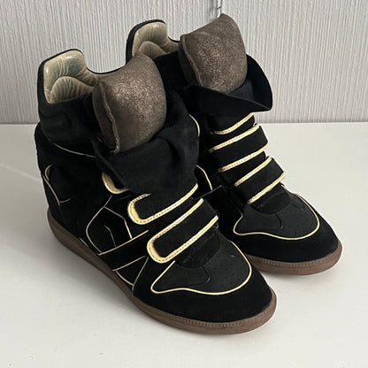 Isabel Marant Bekett Black Suede Leather Sneakers Womens Shoes