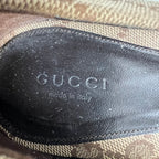 Gucci Beige Guccissima Canvas Horsebit Pointed Toe Pumps Womens Shoes