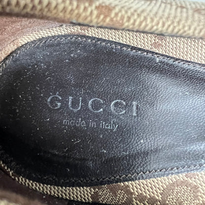 Gucci Beige Guccissima Canvas Horsebit Pointed Toe Pumps Womens Shoes