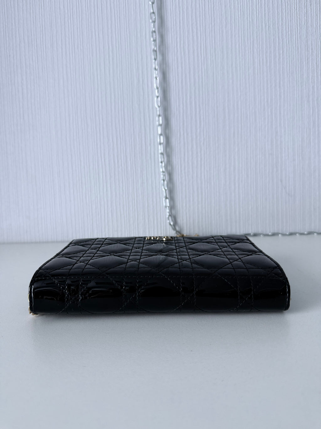 Christian Dior Lady Dior Patent Black Leather Bag