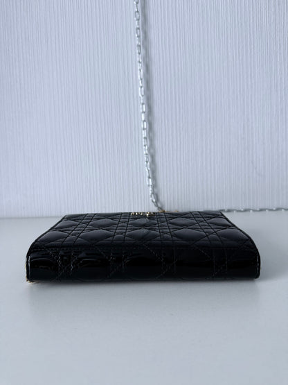 Christian Dior Lady Dior Patent Black Leather Bag