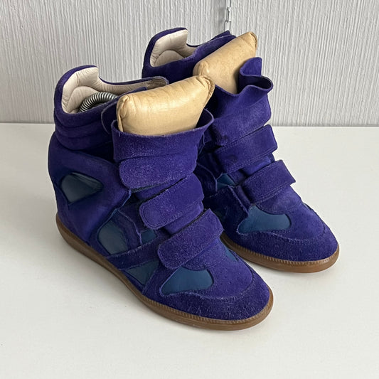 Isabel Marant Bekett Blue Suede Leather Sneakers Womens Shoes