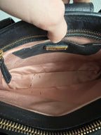 Miu Miu Vitello Caribu Black Leather Satchel HandBag