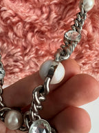 Miu Miu Coral Pink Fur Crystal Tote Bag