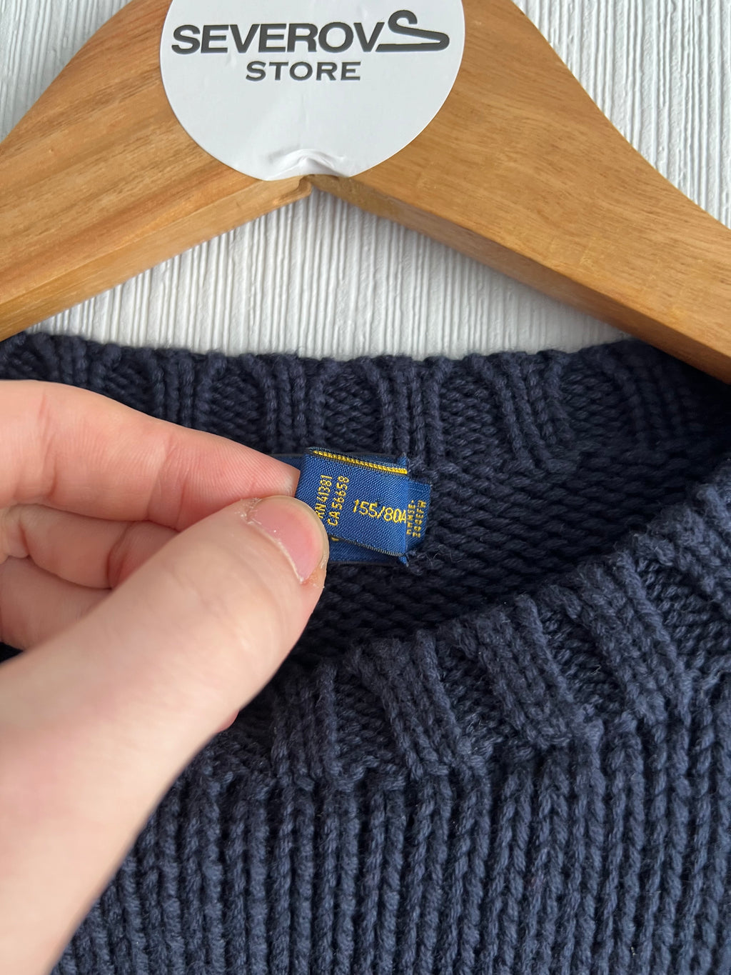 Polo Ralph Lauren American Flag Heavy Knit Navy Cotton Sweater