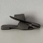 Prada Saffiano Leather Triangle Logo Sandals