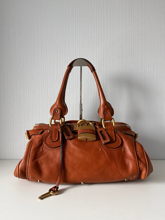 Chloe Vintage Paddington Bag in Brown Leather