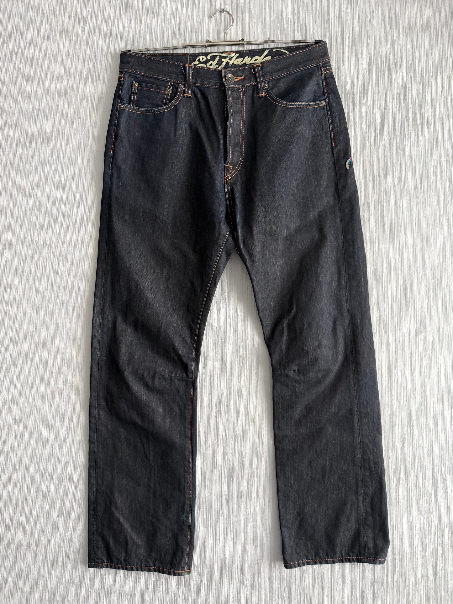 Ed Hardy Dragon Embroidered Blue Denim Jeans