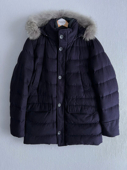 Herno Polar-Tech Silk Cashmere Blend Quilted Down-Filled Parka with Fur Hood