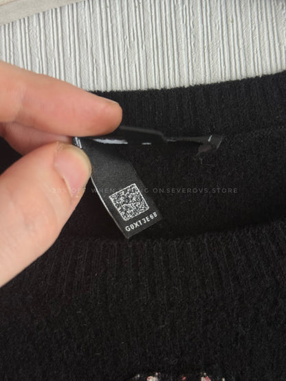 Chanel CC Black Wool Knit Sweater