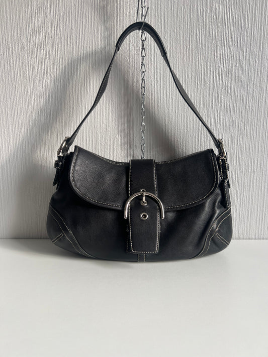 Coach Black Leather Buckle Shoulder Bag