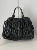 Miu Miu Black Matelassé Leather Tote Bag