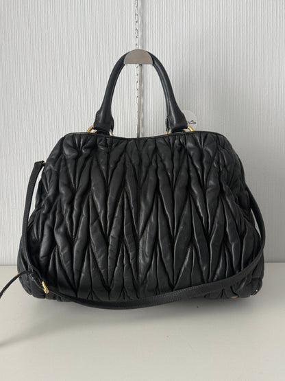 Miu Miu Black Matelassé Leather Tote Bag